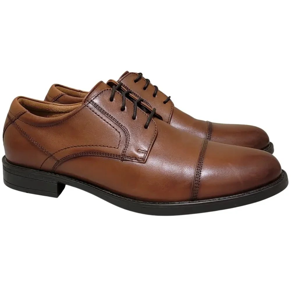 Florsheim Men Center Cap Toe Derby Oxfords Size US 9M Cognac Brown Leather